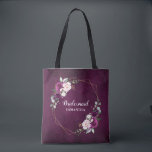 Tote Bag Purple Plum Blush rose Floral Bridesmaid cadeau Fo<br><div class="desc">Un cadeau de femme de chambre à la floraison moderne et élégante fourre-tout présente un bouquet de roses aquarelles dans les tons de prune violette, rose poussiéreux, sauge avec feuilles botaniques verdoyants et eucalyptus. S'il vous plaît trouver d'autres modèles et variantes de mon magasin "blissweddingpaperie". Et n'hésitez pas à me...</div>