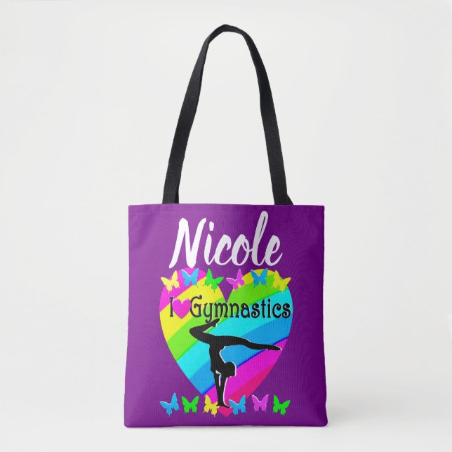 TOTE BAG PURPLE RAINBOW I LOVE GYMNASTICS DESIGN (Devant)