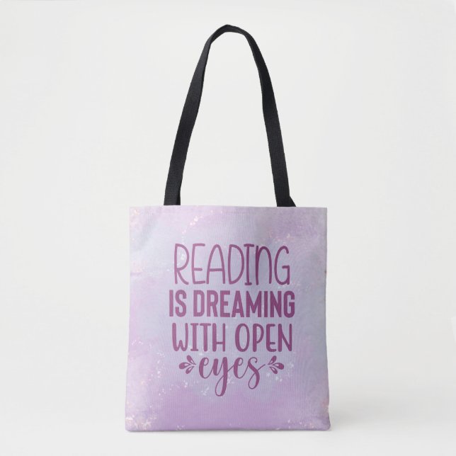 Tote Bag Purple Reading rêve avec Open Eyes Café (Devant)
