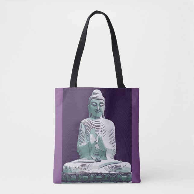 Tote Bag Purple Turquoise paisible Happy Bouddha (Devant)