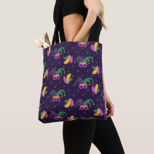TOTE BAG PURPLE VERT OR MARDI GRAS MASKS