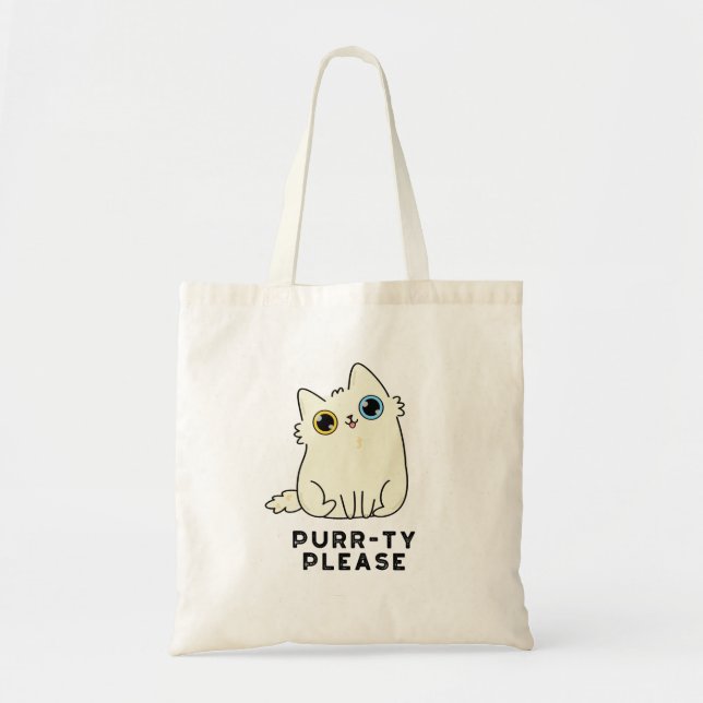 Tote Bag Purr ty S'Il Vous Plaît Funny Kitty Chat Pun (Devant)