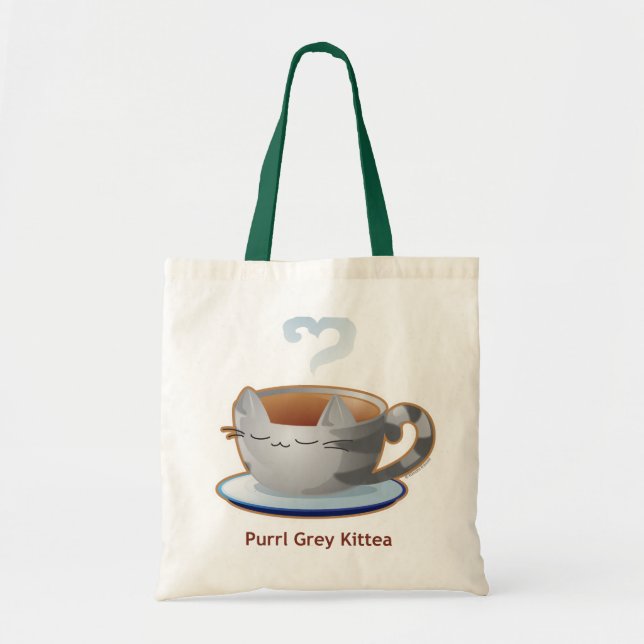 Tote Bag Purrista Pawfee : Tasse grise de thé de Kitty (Devant)
