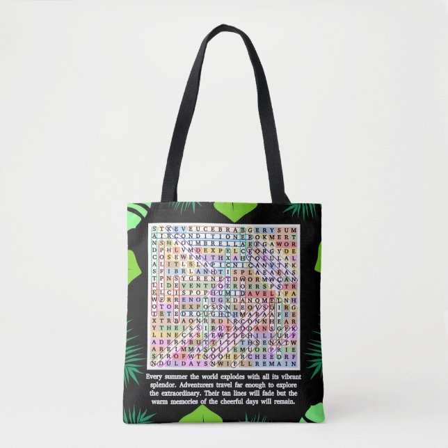 Tote Bag Puzzle de recherche de mots d'été (Devant)