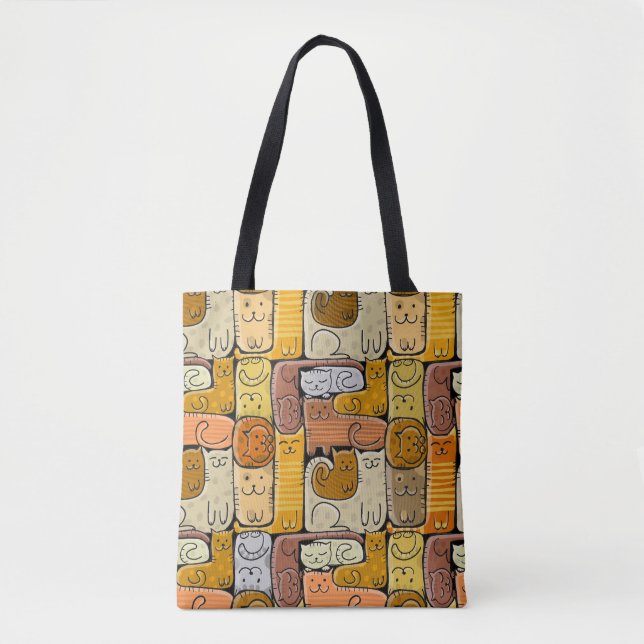 Tote Bag Puzzle Funny Chats House sans joint (Devant)