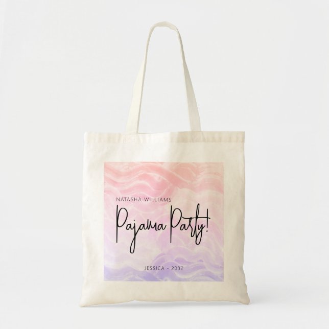 Tote Bag Pyjama Party Rose Pastel Violet Moderne (Devant)