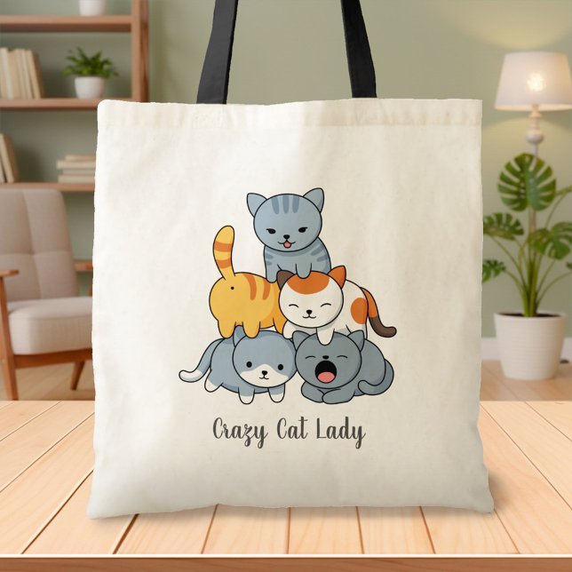 Tote Bag Pyramide de chats - Groupe de chats, Couleur de da (Créateur téléchargé)