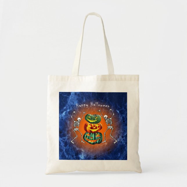 Tote Bag Pyramide de citrouille avec squelettes (Devant)
