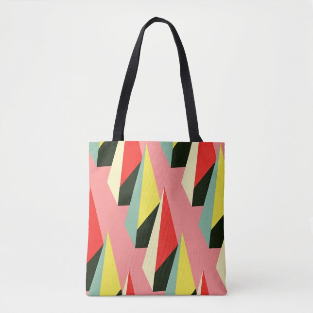 Tote Bag Pyramides 3D : Vintage géométrique rétro. (Devant)