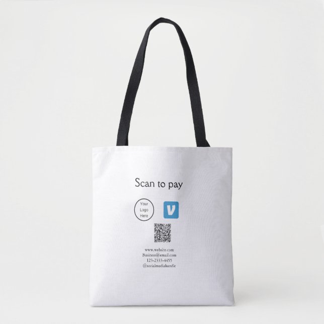 Tote Bag Q R code venmo scanner pour payer ajouter le logo  (Devant)