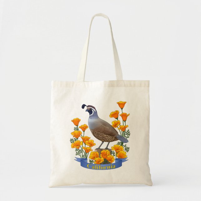 Tote Bag Quail d'oiseaux de l'État de Californie et coqueli (Devant)