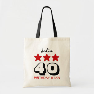 Tote Bag quarantième Étoile Z510 noir et blanc rouge