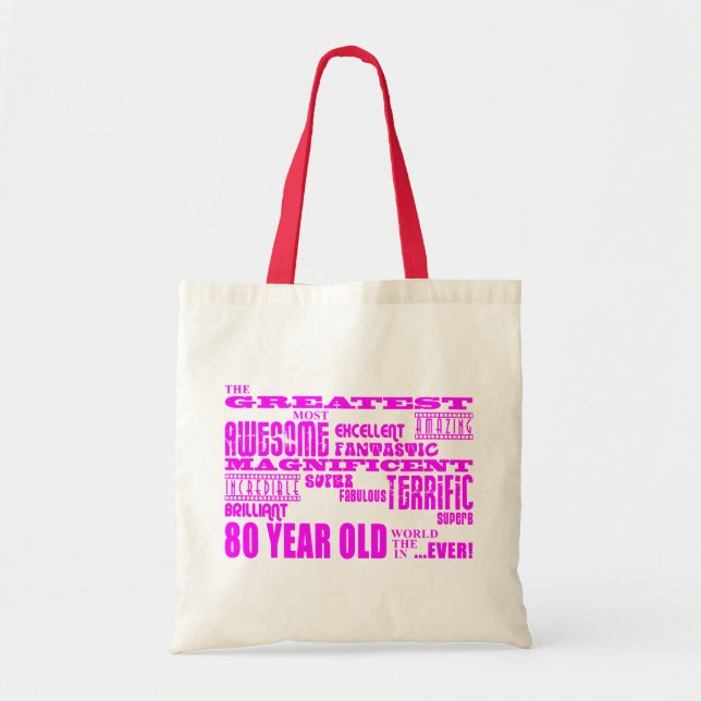 Tote Bag Quatre-vingtième rose d'anniversaires de filles : (Devant)