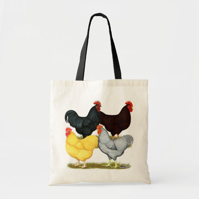 Tote Bag Quatuor de poulet à coq lourd (Devant)
