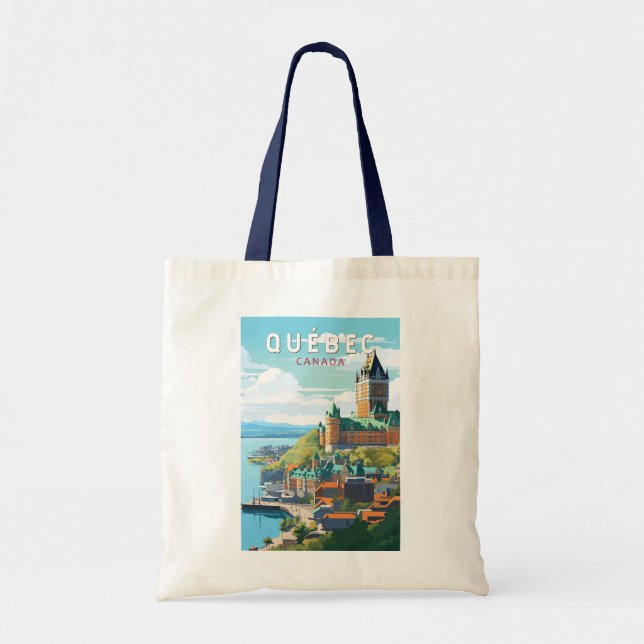 Tote Bag Québec Canada Travel Art Vintage (Devant)