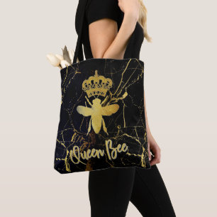 Tote Bag QUEEN BEE Marbre noir et or FOURRE-TOUT
