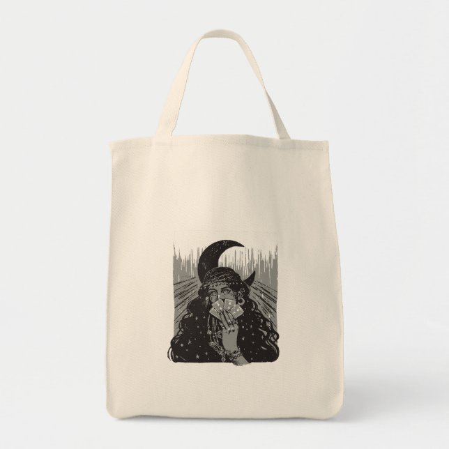 Tote Bag queen card art design moon  (Devant)