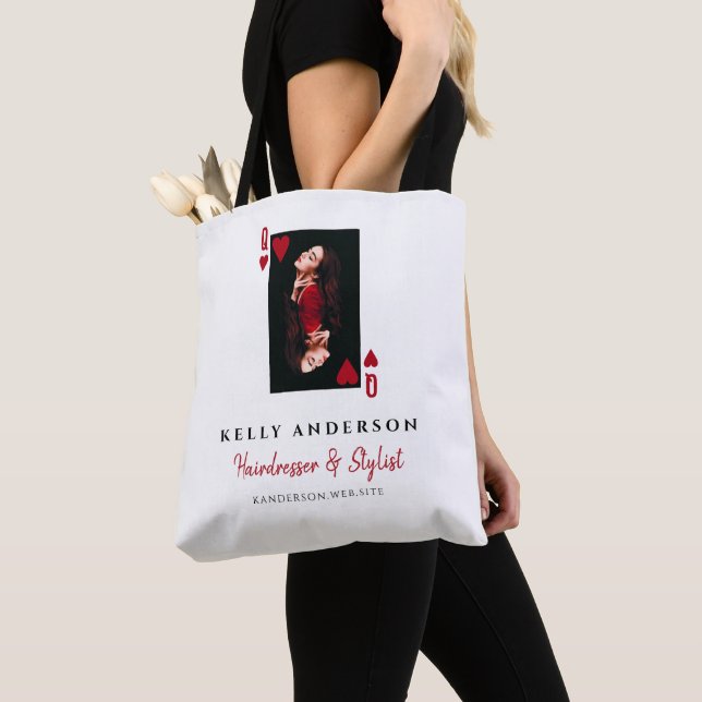 Tote Bag Queen of Hearts Red Photo Business Hairdresser (De près)