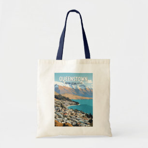 Tote Bag Queenstown New Zealand Travel Art Vintage