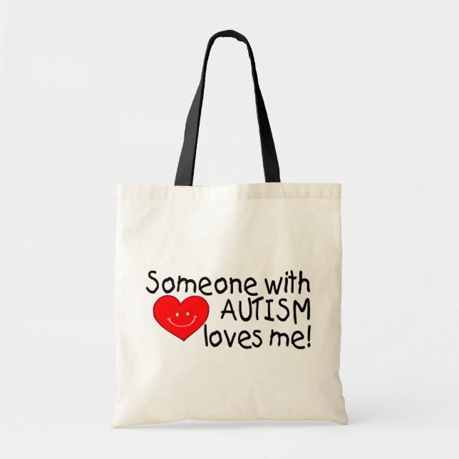 Tote Bag Quelqu'un avec l'autisme m'aime (Devant)