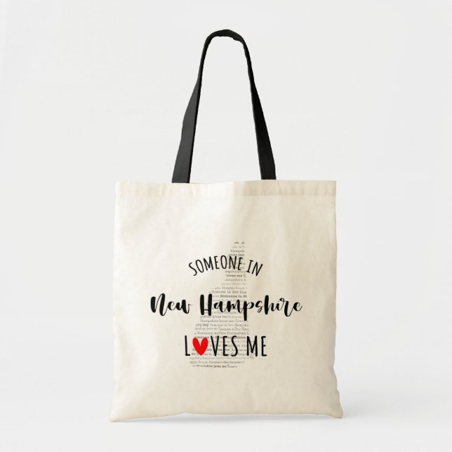 Tote Bag Quelqu'Un Dans Le New Hampshire M'Aime Votre Nom P (Devant)