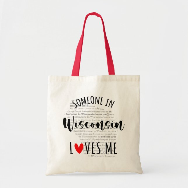 Tote Bag Quelqu'Un Dans Le Wisconsin M'Aime Votre Nom Perso (Devant)