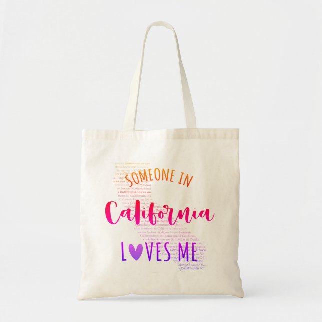 Tote Bag Quelqu'Un En Californie M'Aime Votre Nom Personnal (Devant)
