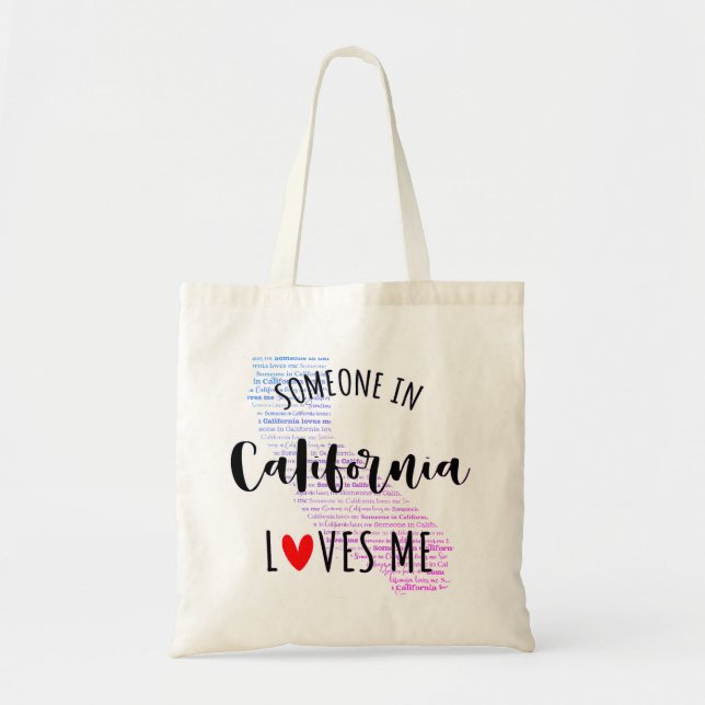 Tote Bag Quelqu'Un En Californie M'Aime Votre Nom Personnal (Devant)