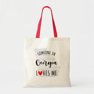 Tote Bag Quelqu'Un En Géorgie M'Aime Votre Nom Personnalisé
