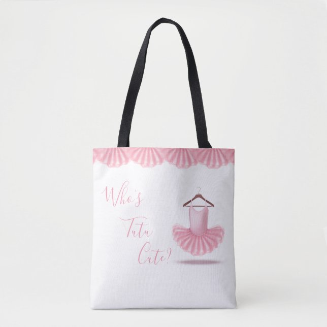 Tote Bag Qui est Tutu mignon Ballerina rose Fille Nom (Devant)