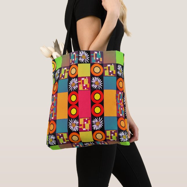 Tote Bag Quilote de patchwork Mazipoodles 4 Multi (De près)