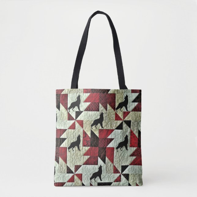 Tote Bag Quilt de loup Howling (Devant)