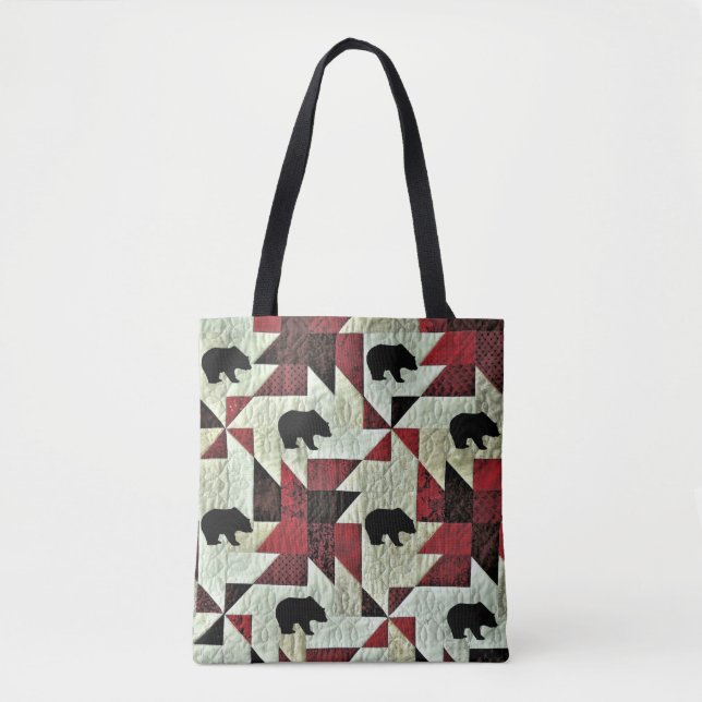 Tote Bag Quilt d'ours noir (Devant)