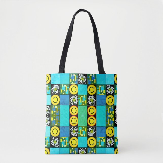 Tote Bag Quilt en écoutille Mazipoodles 5 Turquoise (Devant)
