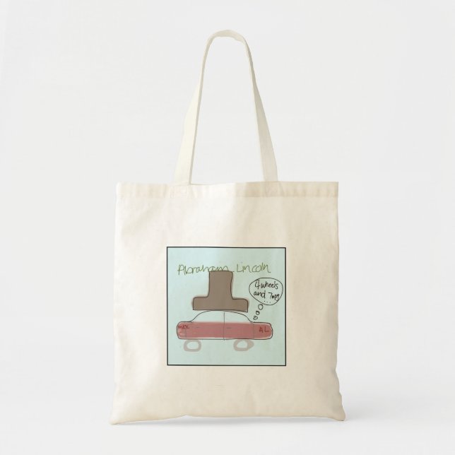 Tote Bag Quirky Illustrated Abe Lincoln (Devant)