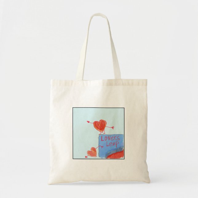 Tote Bag Quirky Illustrated Lovers' Leap (Devant)