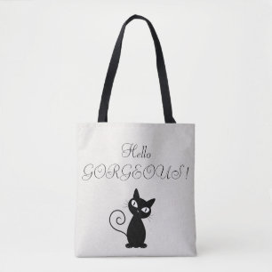 Tote Bag Quirky Whimsical Black Cat Glittery-Bonjour magnif