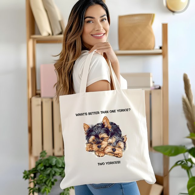Tote Bag Quoi de mieux qu'un yorkie ? Deux yorkies ! (Créateur téléchargé)