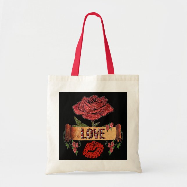 Tote Bag RAB Rockabilly Roses, Love & Lipstick (Devant)
