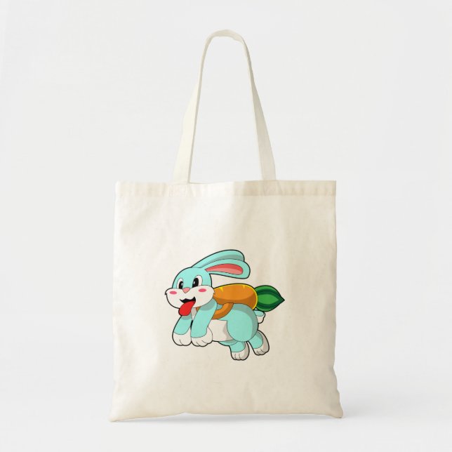 Tote Bag Rabbit avec carotte comme fusée (Devant)