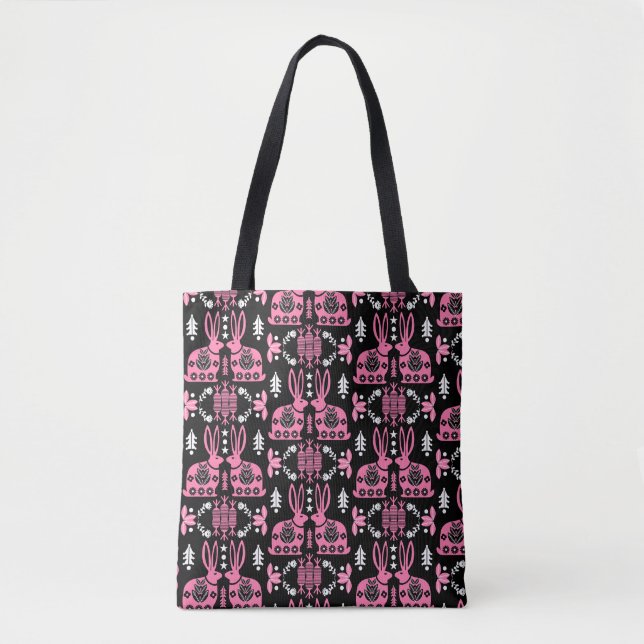 Tote Bag Rabbit Nordic Scandinavian Folk Art (Devant)