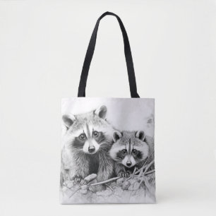 Tote Bag Raccoon Animal Discovery Wild Nature Enk Sketch