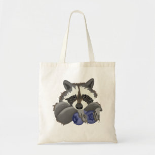 Tote Bag Raccoon aux bleuets