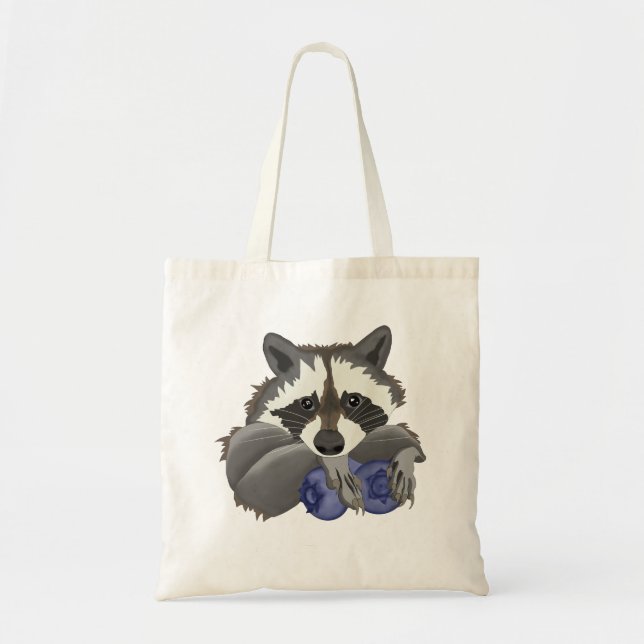 Tote Bag Raccoon aux bleuets (Devant)