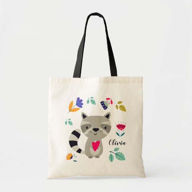 Tote Bag Raccoon drôle | Cadeau de nom personnalisé (Devant)