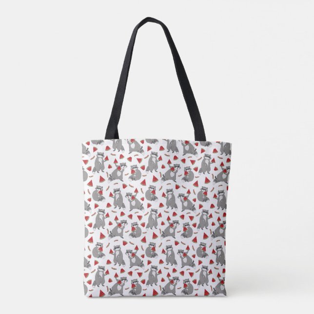 Tote Bag Raccoon mignon avec tranche de pastèque (Dos)