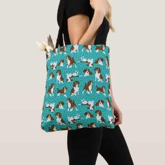 Tote Bag race de chien beagle - turquoise