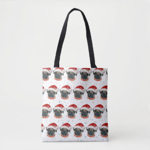 Tote Bag Race de chien Pug Étoiles de Noël