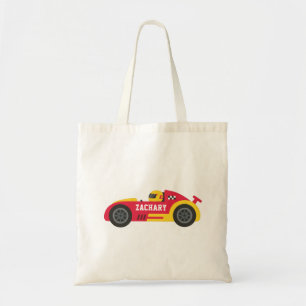 Tote Bag Racer en Jaune et Rouge Voiture Enfants Personnali