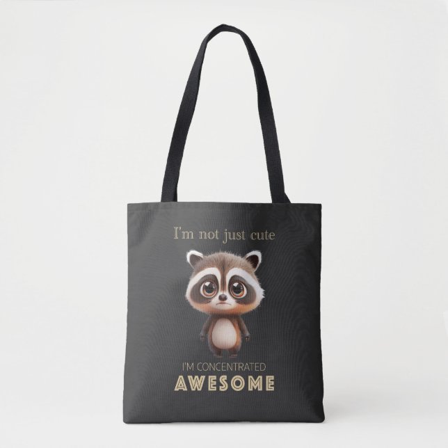 Tote Bag Racoon concentré Awesome mignon adorable drôle (Devant)